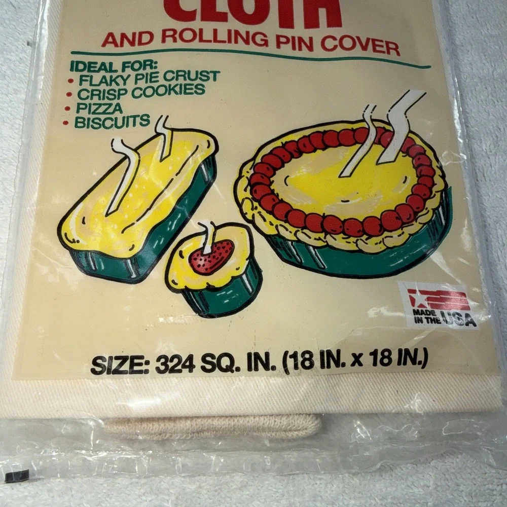 Vintage Pastry Cloth & Rolling Pin Cover Cadie Chef's Favorite 18